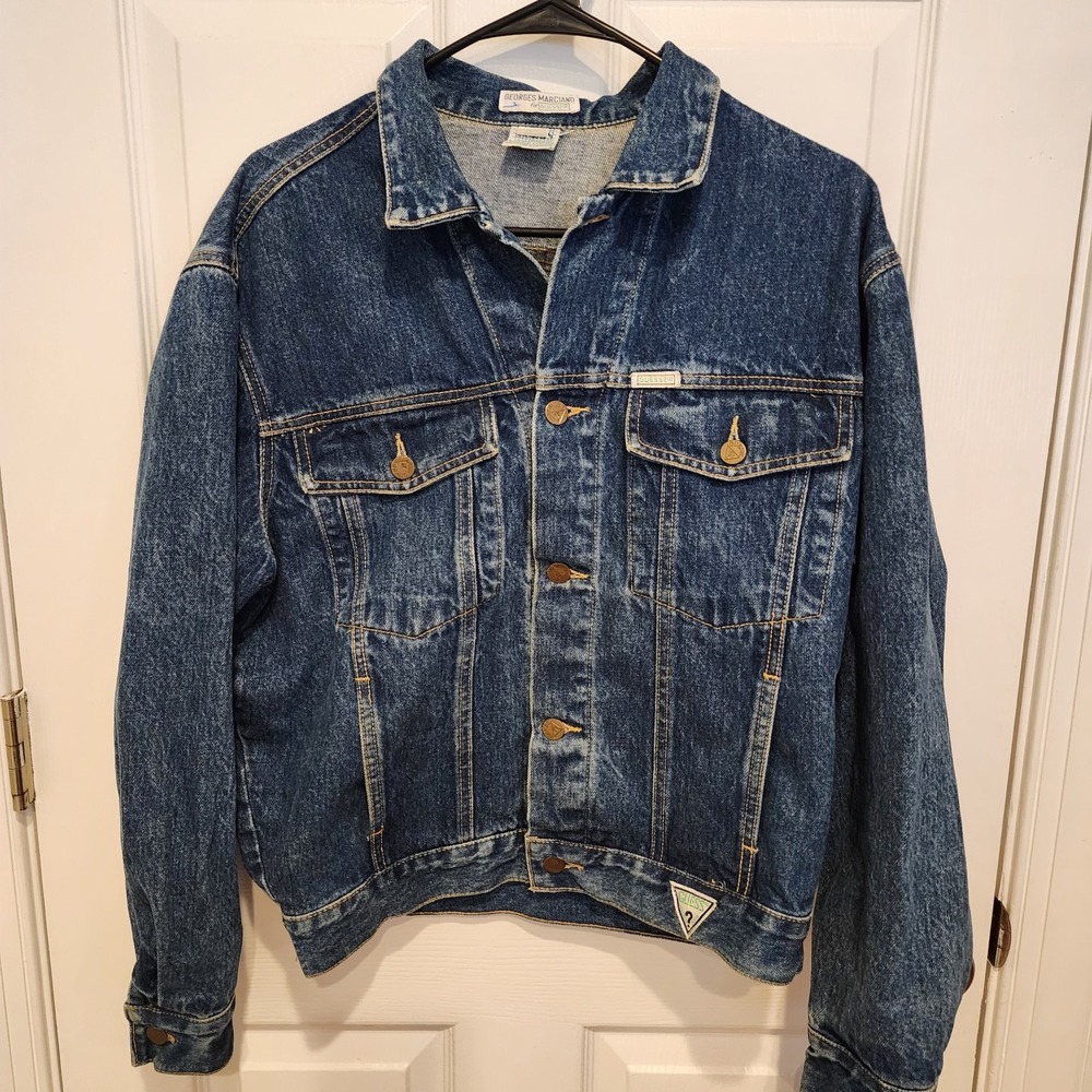 Georges Marciano Guess Denim Blue Jean Jacket/Coat Vintage Size‎ 18. Sm-med? 80s